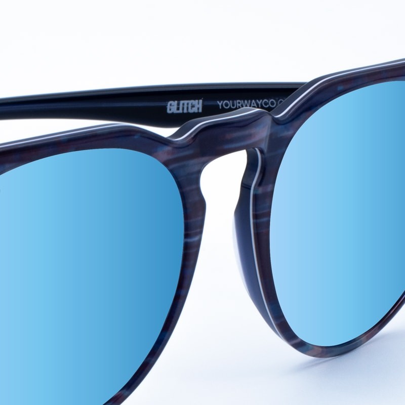 Lunettes de soleil en édition limitée Glitch White Blue Mirror yourway